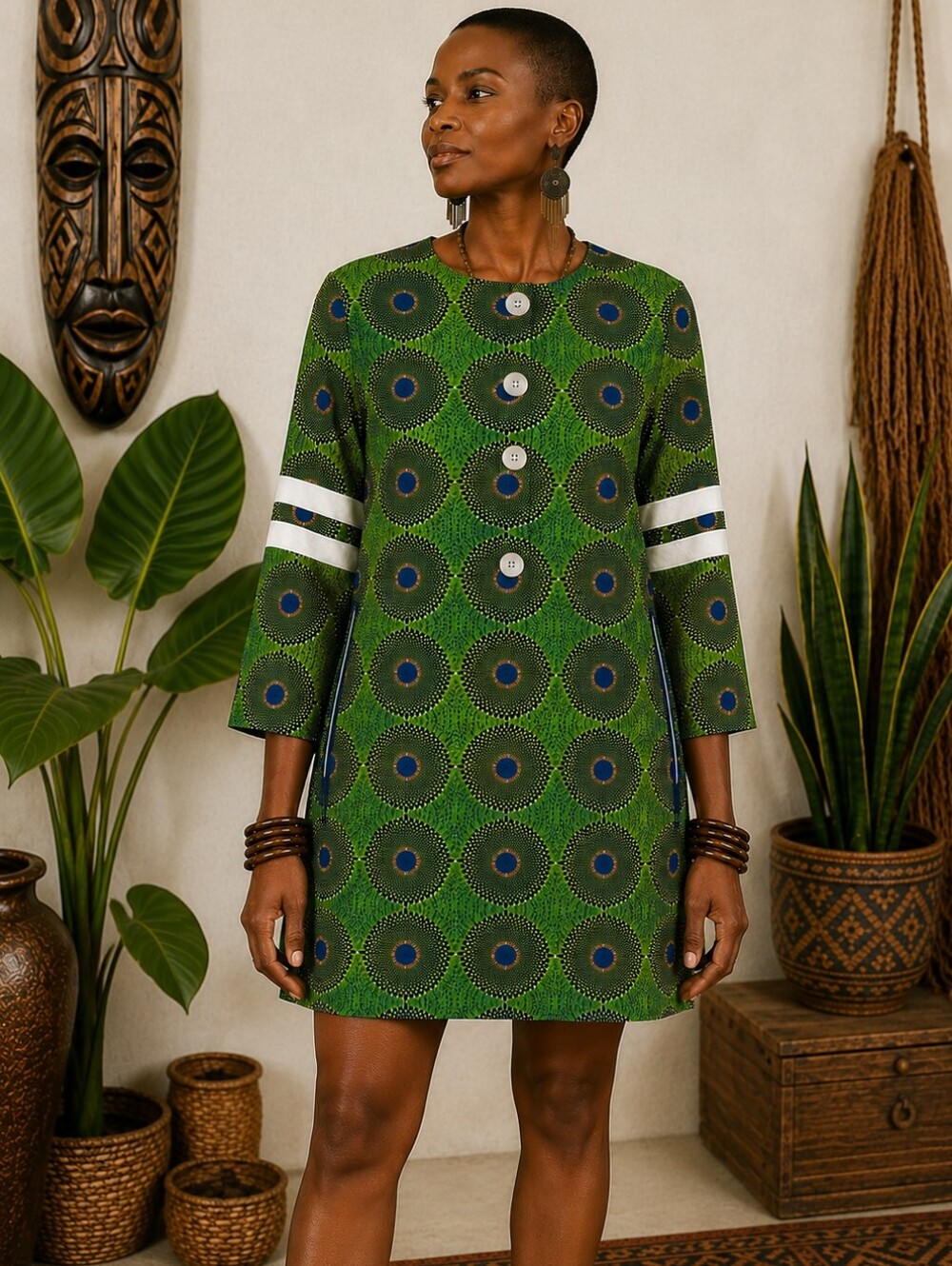 Maison Chateau Rouge Sebidor Printed Cotton Shift Dress Art-to-Wear Women's XS